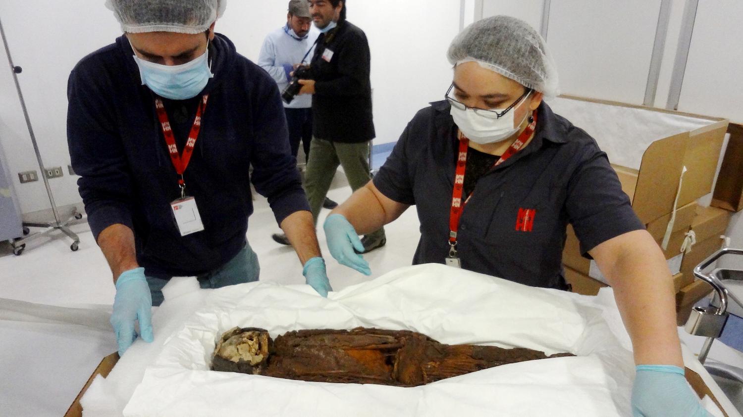 Imágenes del procedimiento de escaneo de las momias chinchorro en la Clínica Las Condes.