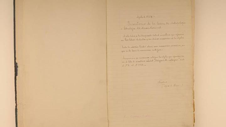 Libro de inventario Área Antropología: 1924.