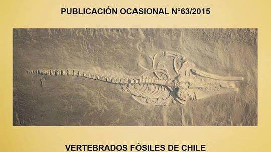 Portada de la Publicación Ocasional n°63, sobre Vertebrados fósiles de Chile. Portada de la Publicación Ocasional n°63, sobre Vertebrados fósiles de Chile.
