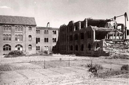 Vista del Herbario Real de Berlín luego del bombardeo aliado en 1943.       