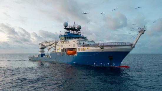 El buque científico R/V Falkor (Too) (Créditos: Alex Ingle – Schmidt Ocean Institute).