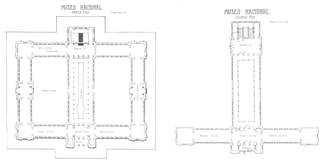 Figura 2: Plano de 1907 en el que se aprecia la planta original del edificio en sus dos pisos.