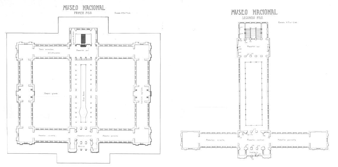 Figura 2: Plano de 1907 en el que se aprecia la planta original del edificio en sus dos pisos. Figura 2: Plano de 1907 en el que se aprecia la planta original del edificio en sus dos pisos.