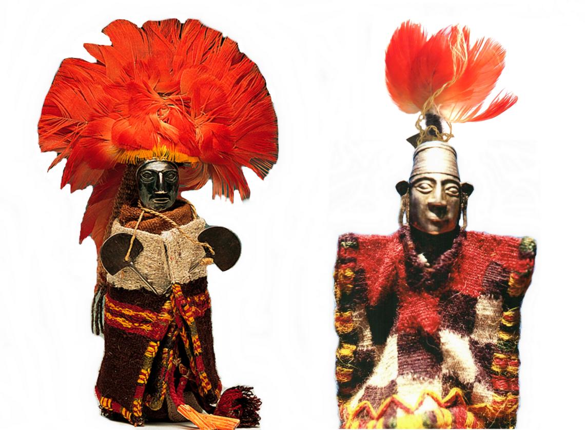 Estatuillas femenina y masculina del cerro El Plomo con su atuendo. Estatuillas femenina y masculina del cerro El Plomo con su atuendo.
