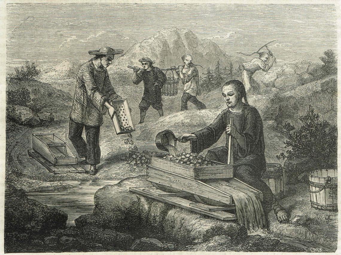 Figura 1: Culíes trabajando en la minería en San Francisco en la década de 1850. Figura 1: Culíes trabajando en la minería en San Francisco en la década de 1850.