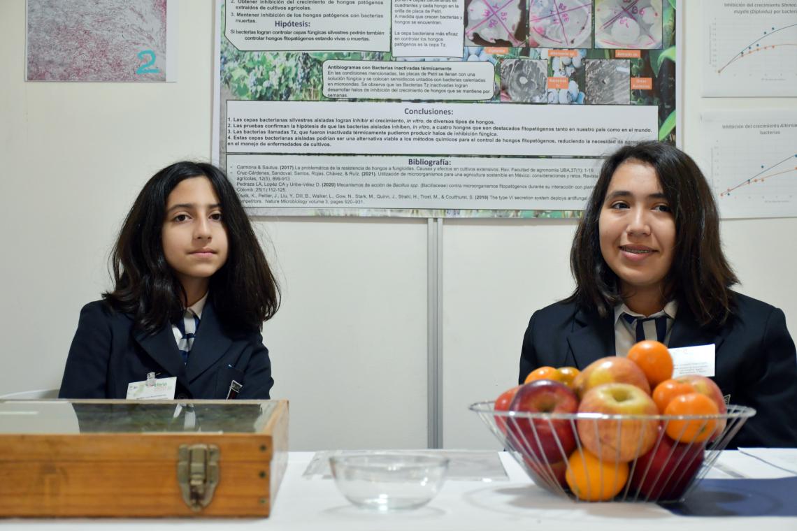 Estudiantes del proyecto "Control biológico de hongos fitopatógenos", del Instituto de Humanidades Luis Campino, ganadores de la categoría Enseñanza Básica. Estudiantes del proyecto "Control biológico de hongos fitopatógenos", del Instituto de Humanidades Luis Campino, ganadores de la categoría Enseñanza Básica.