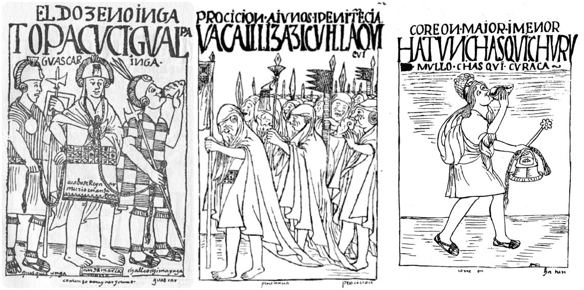 Figs. 4a, 4b y 4c: Ilustraciones en Nueva Crónica y buen gobierno de Felipe Guaman Poma de Ayala.