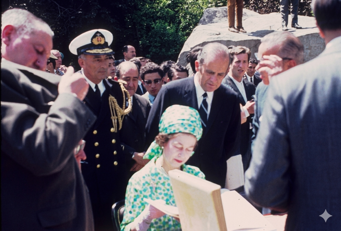 Libro Flores Silvestres de Chile entregado a Reina Isabel, noviembre de 1968 